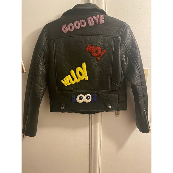 Embroidered Faux Leather Jacket - Picture 2 of 3